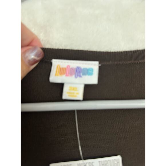 NWT Lularoe Penny Brown Knit Sweater Top 3X Chiffon Sleeves - Picture 3 of 7